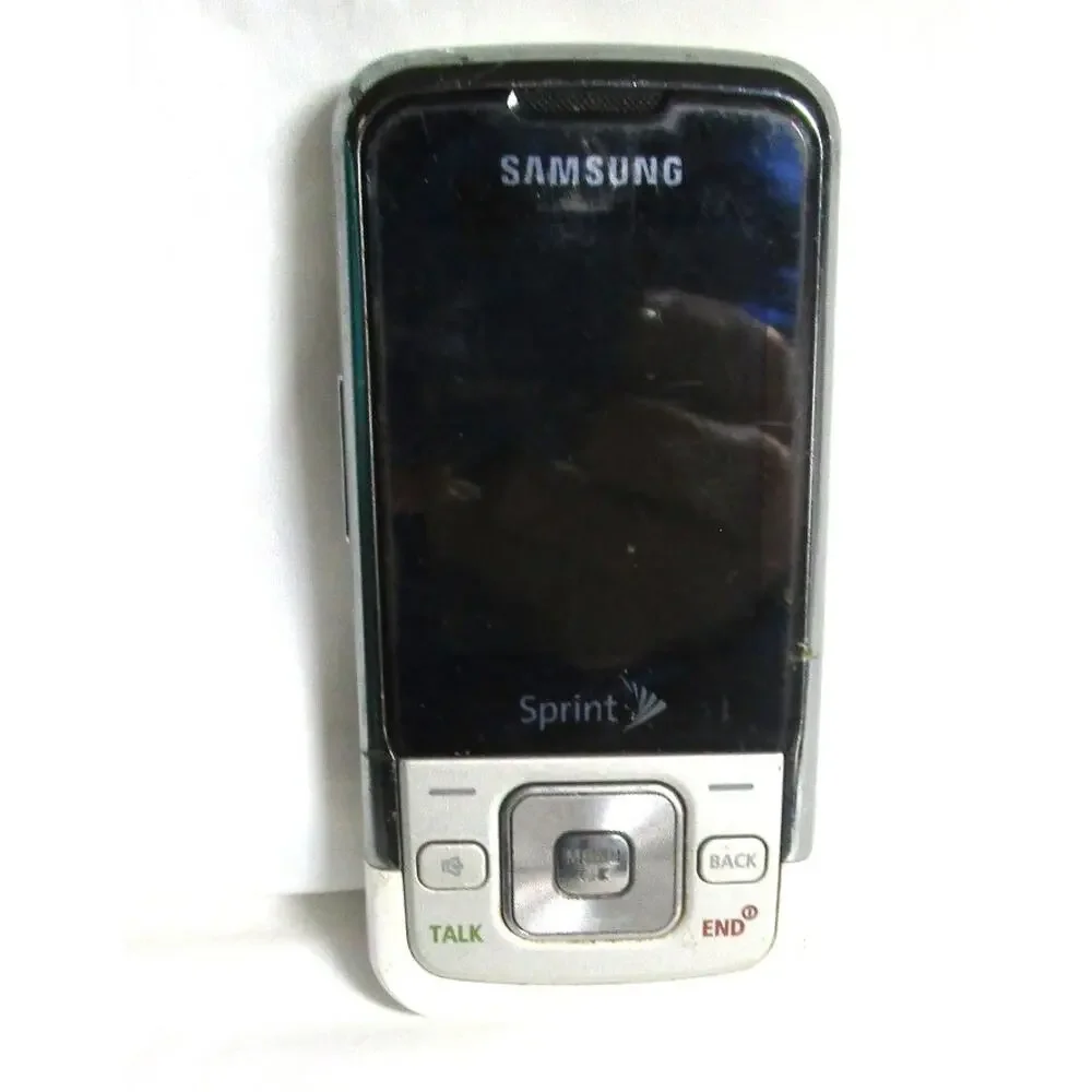 Samsung SPH‑M300 Slider Cell Phone Sprint Silver/White Non‑Working Parts/Repair